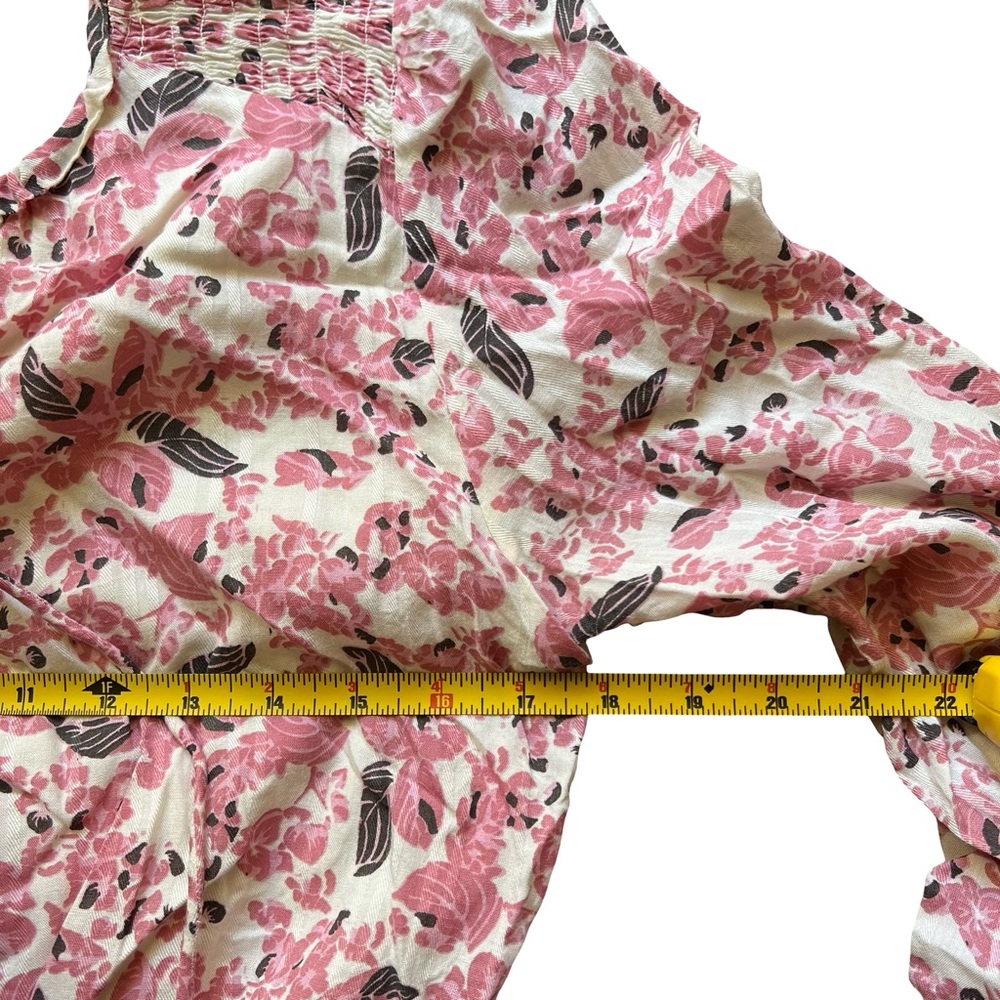 Evereve roan + Ryan Pink Floral Smocked Waist Mini Dress Medium - Picture 6 of 7